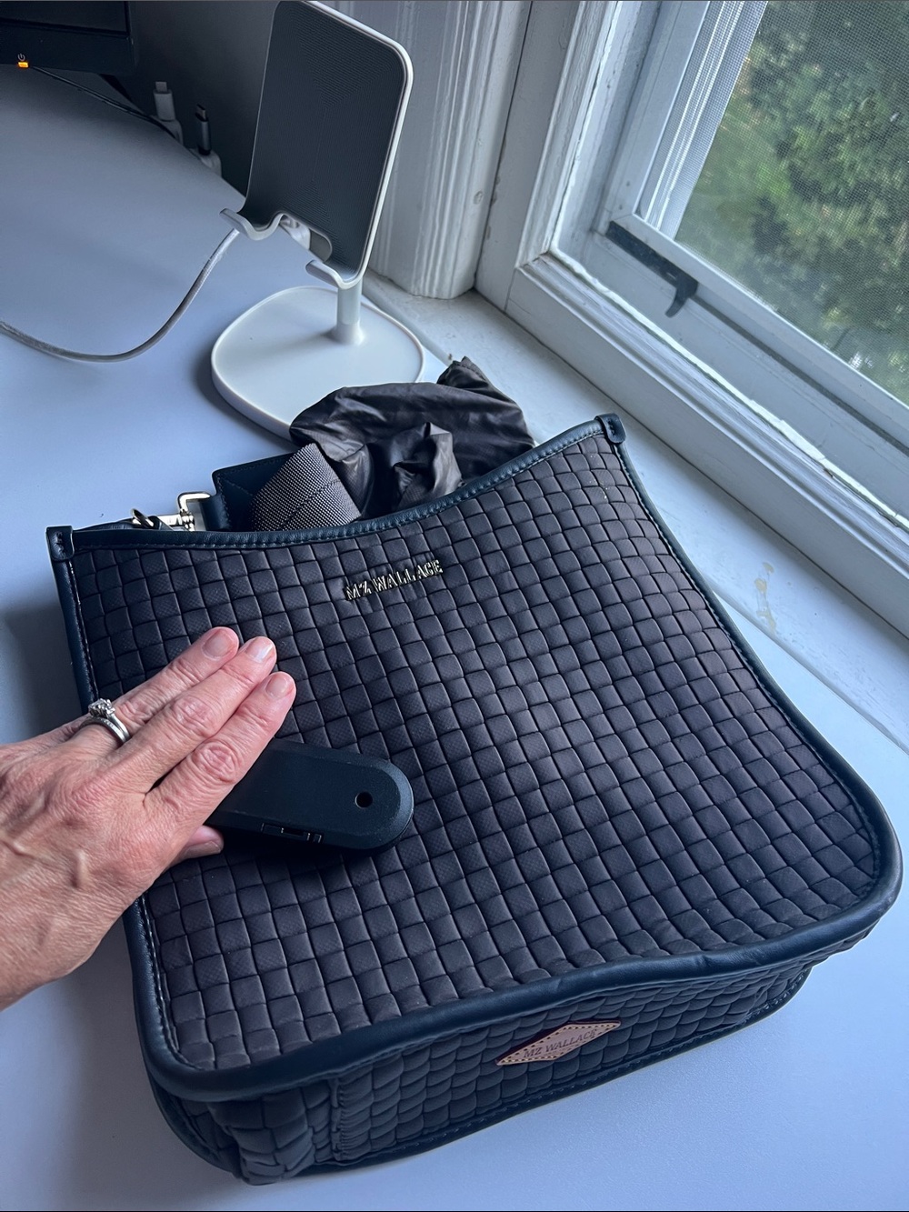 MZ Wallace Wallace Woven Nylon Crossbody Bag - dark gray - Picture 2 of 5
